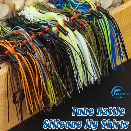 Spinner Bait Skirt Jig Skirts Replacement DIY Fishing Lure Making Supplies Soft Skirt for Spinnerbaits Bass Fishing Jigs Buzzbait Squid Jigs Fishing Lure Skirts - style: B-skirts With Rattle-24pcs