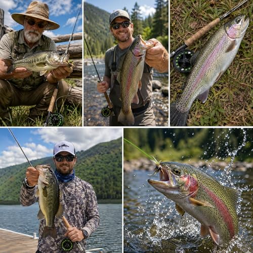 TOPFORT Fly Fishing Rod and Reel Combo, 4-Piece Fly Rod Kit with Complete Fly Fishing Gear: Fly Rod, Pre-Spooled Fly Fishing Reel, Fishing Flies, Leader, Forceps, Nipper and Carrying Case - color: 5/6# 2.43m 8FT Fly Fishing Rod and Reel Combo