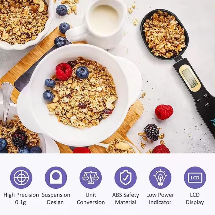 Digital Spoon Scale for Coffee & Baking, 500g/0.1g Measuring Spoon Scale with LCD Display, Gram Scale for Tea, Spices & Protein Powder, Batteries Included