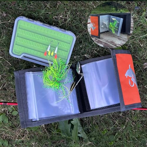 Aventik 10 Pockets Fishing Tackle Binder Fly Fishing Leader Tippet Line Wallet Leader Case Tippet Storage Fly Fishing Great for Pre-Tied Carp and Catfish Rigs - color: orange+grey+blue