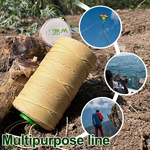 9KM DWLIFE Braided Kevlar Cord, 100lb~2000lb, High Tensile Strength, Abrasion, Flame Retardant, Kite String, Fishing Line, Model Rocket Shock, Tactical Survival Paracord - size: 300lb | 1.3mm(Dia.)x200ft
