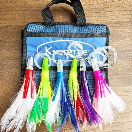 Set 6 Pcs Saltwater Trolling Lure 6.5/7/9 inch Marlin Deep Sea Fishing Bait | For Tuna Dolphin Sailfish Shark Big Game Fishing Tackle - color: 7 inch lure / Portable Handle bag