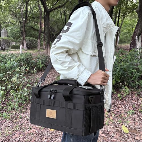 Tactical Camping Storage Bag 18L Tactical Utility Tote Bag Camping Cookware Organizer Trunk Organizer (Black) - color: Black