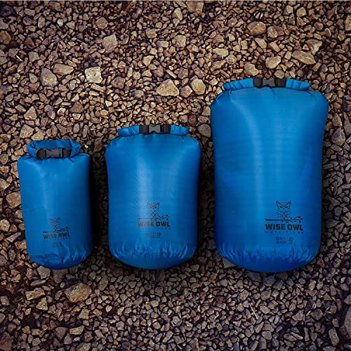 Wise Owl Outfitters Waterproof Dry Bag 3-Pack – Lightweight & Airtight 5L/10L/20L Small & Large Dry Bags for Kayaking, Beach, Travel, Boating, Hiking - color: Blue