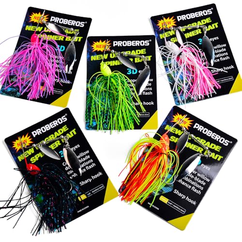 Spinnerbait Fishing Lure, Hard Metal Jig Spinner Baits Kits Swimbait for Bass Trout Pike Salmon Walleye Freshwater Saltwater 5pcs/Pack - color: Spinnerbait 5pcs/set 3, size: 3/8oz
