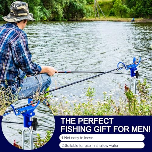 Libima 4 Pcs Fishing Rod Holders for Bank Fishing Rod Pole Holders 360 Degree Adjustable Stainless Steel Fishing Rod Stand Universal Folding Catfishing Equipment Bracket for Ground Catfish Father Gift