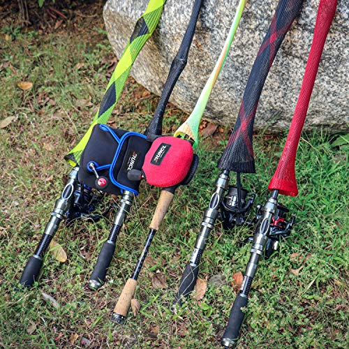 RUNCL Fishing Rod Sleeves & Reel Bags, Spinning/Casting Rod Socks & Spinning/Baitcasting Reel Covers - Protection Solution, Space Saver, Perfect Storage - Fishing Pole Sleeves & Reel Pouch (2 Pack) - color: Casting Rod Sleeves*2pcs,(Red & Black)