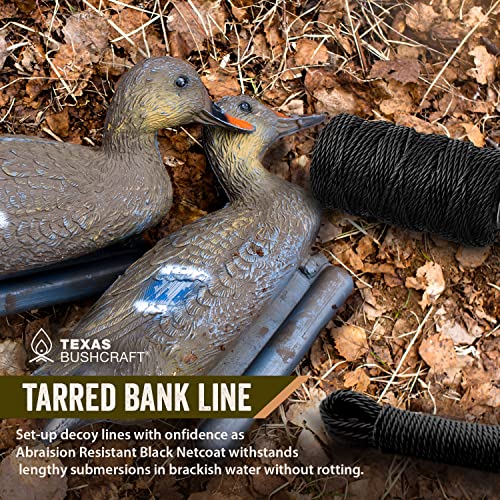 Texas Bushcraft Tarred Bank Line Twine - #36 Black Nylon String for Fishing, Camping and Outdoor Survival – Strong, Weather Resistant Bankline Cordage for Trotline - style: Twisted