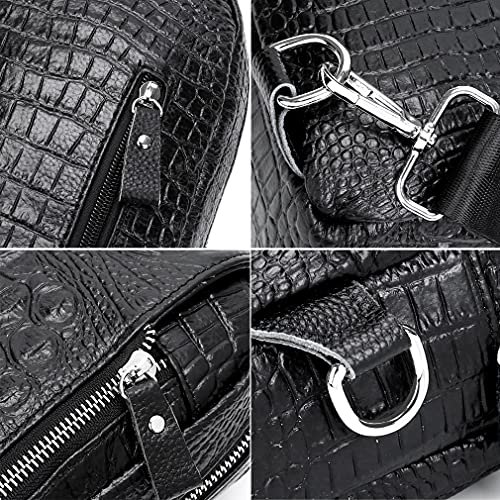 Hebetag Leather Sling Bag Crossbody Backpack for Men Travel Outdoor Office Work Camping Hunting Hiking Shoulder Chest Pack Casual Daypack, Black - color: #15black