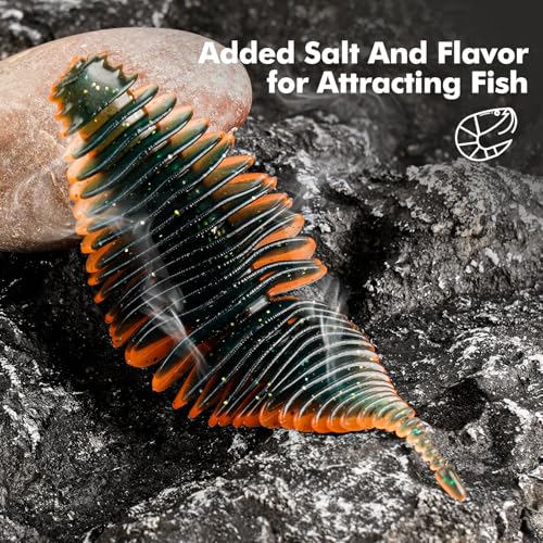 4.15'' Soft Swimbait Fishing Soft Plastic Lures 8pcs/24pcs Double-Color Lure for Bass Fishing Worms for Largemouth Bass - style: Orange+pumpkin