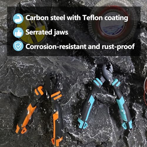 Eupheng Fishing Crimping Pliers Tools Secure Crimp Without Damaging Line, 6-Tooth Serrated Jaws Crimper with 240pcs Copper Sleeves, 5.9in Carbon Steel for Saltwater & Freshwater - color: Crimping Pliers (Blue) + Sleeves (240pcs)