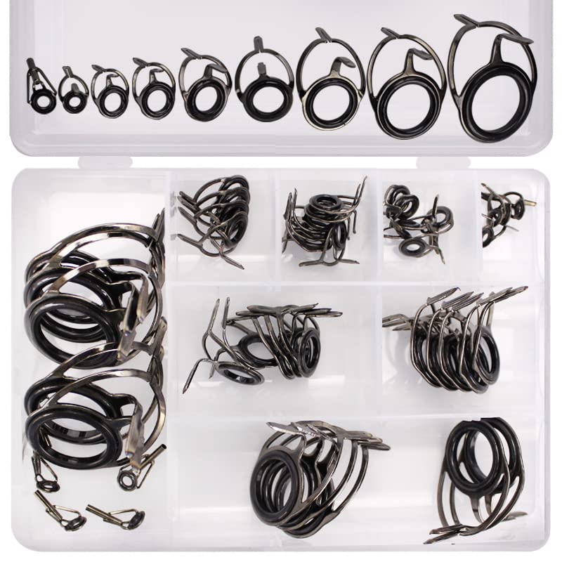 Fishing Rod Repair Kit - Fishing Rod Tips and Guides Replacement Kit With Ceramic Guide Rings - color: rod guides and tips_45pcs