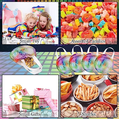 Shihanee 24 Pcs Disco Goodie Bags Disco Ball Non Woven Gift Bags with Handles Mirror Ball Retro Candy Treat Bag for 70s 80s 90s Bachelorette Birthday Dance Music Party Favor Supplies - style: Disco