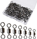 Fishing Rolling Swivels Ball Bearing Swivel Snap Connector,Stainless Steel Black Nickel Bearing Swivels Hook line Connector for Saltwater Freshwater Test 29-282lb - size: 3/0-209lb-50pcs