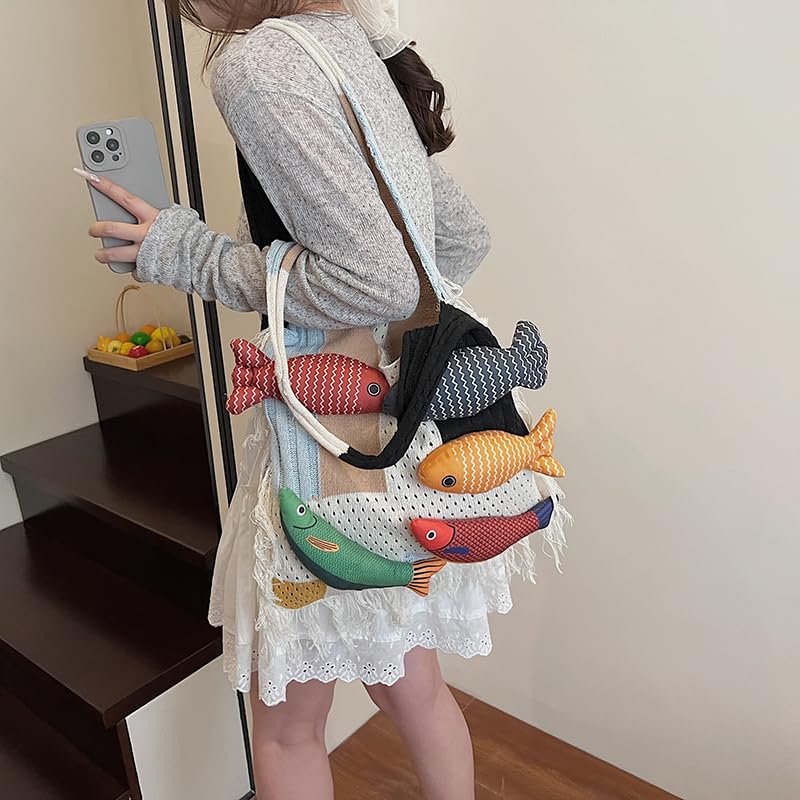 Bohemian style travel handbag for women large-capacity woven bag vacation beach seaside tote bag crochet purse - color: White