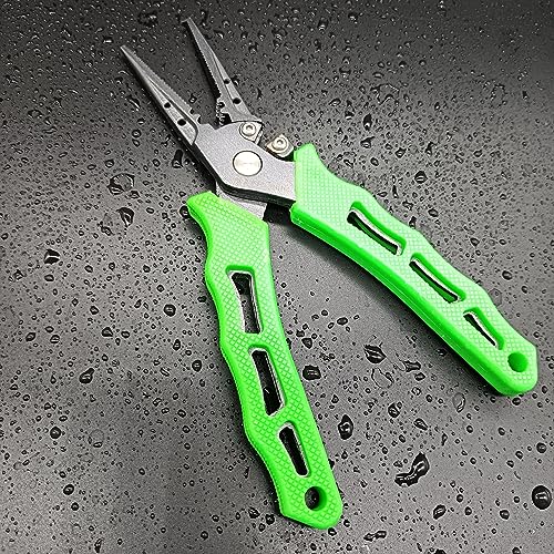 Fishing Pliers,Saltwater Resistant Fishing Gear,Fly Fishing Tools Set,Hook Remover Split Ring,Ice Fishing Gifts for Men - color: Green Tool Set
