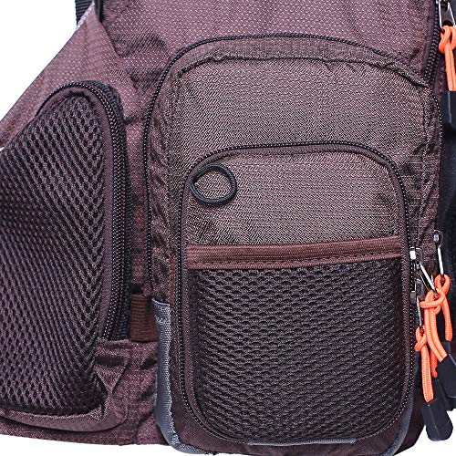 Kylebooker Fly Fishing Vest Pack Adjustable for Men and Women - color: Brown