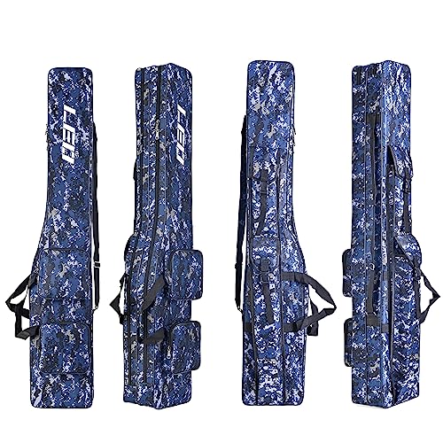 LEOFISHING Fishing Tackle Storage Bag 130cm/4.27ft Portable Fishing Rod Reel Organizer Fishing Pole Gear Tool Cases Carrier Two Layer Durable Oxford Large Capacity Travel Fishing Cover Bag 5 Color - color: Digital Code Camouflage