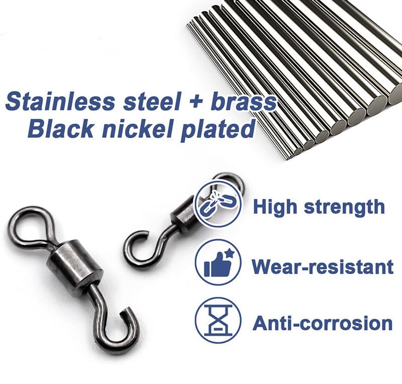 100 pcs Fishing Swivels Open Eye Rolling Swivel Quick Change Leader Line Connector - size: 7 # 11mm 100pcs