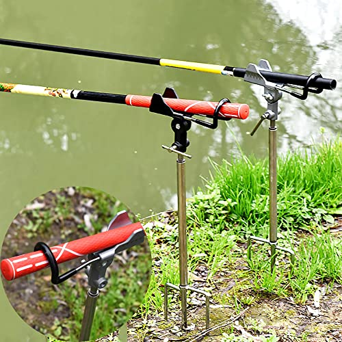 Stedan 2 Pack Fishing Rod Holders, Ground Fishing Rod Pole Brackets, 360 ° Adjustable & Detachable Easy to Carry Folding Fishing Equipment on Lakes, Rivers - color: New Multicolor