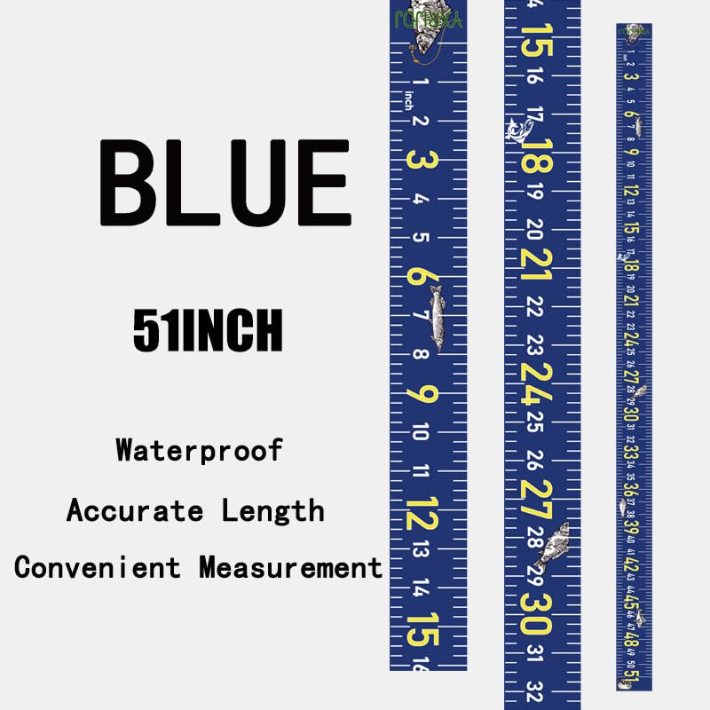 Fishing Ruler for Boat 51" Self-Adhesive Fish Measuring Decals (3 Pack) Waterproof Self Adhesive Measuring Ruler Tape (BU) - color: BU
