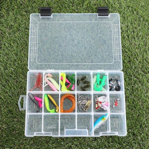 4 Pcs 3600 Tackle Trays, Plastic Storage Organizer Box with Removable Dividers - Tackle Boxes - Fishing Tackle Storage, 18 Grids