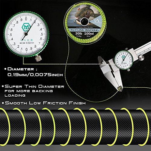 M MAXIMUMCATCH Maxcatch Braided Fly Line Backing for Fly Fishing 20/30lb(White, Yellow, Orange, Black&White, Black&Yellow, Blue, Pink, Green, Purple) - color: Green, size: 20lb,300yards