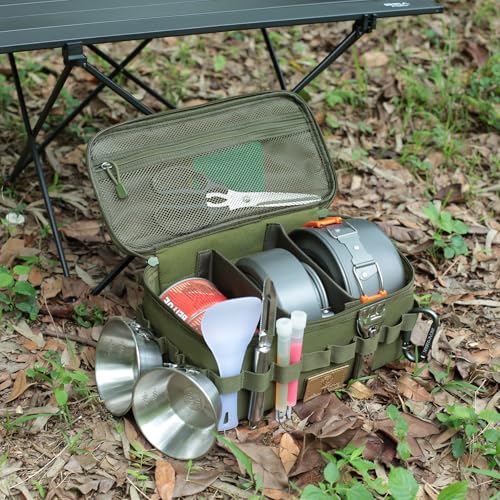 Tactical Camping Storage Bag 9L Tactical Utility Tote Bag Camping Cookware Organizer Trunk Organizer - color: Army Green