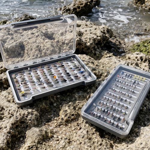 Aventik Waterproof Fly Box Clear Lid with Deep Design Silicone Tackle Box for Large Flies & Jig Heads Durable Lightweight Fly Fishing Storage Case(H048XLA) - style: H048XLA
