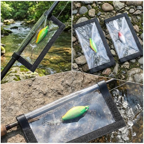 MAQUITA 20PCS Clear See Through PVC Fishing Lure Covers Protect Pets and Fishermen Safe from Sharp Hook Transparent Lures Fishing Bait Hook Storage 10L+10M