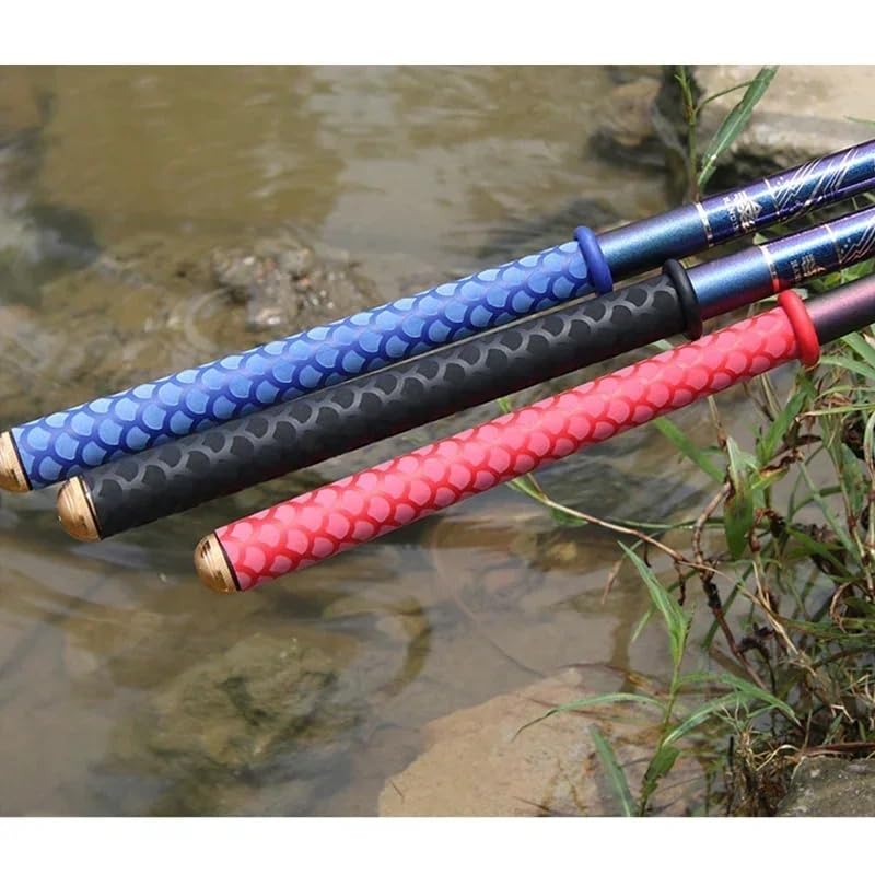 Fish Scale Pattern Heat Shrink Sleeve Wrap Fishing Bulding Handle Cork Rod Grip with Non Slip Waterproof and Insulation 1 Meters 8 Color 6 Size Choice Durable Repair (Black, 1M-15MM) - color: Black, size: 1M-15MM