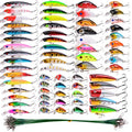 Aorace Fishing Lures Kit Mixed Including Minnow Popper Crank Baits with Hooks for Saltwater Freshwater Trout Bass Salmon Fishing - color: Item-F 84pcs
