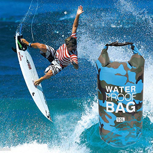 Waterproof Dry Bag 2L/5L/10L/15L/20L/30L, Roll Top Sack Keeps Gear Dry for Kayaking, Rafting, Boating, Swimming, Camping, Hiking, Beach, Fishing with Free Waterproof Phone Case - color: Light Blue, size: 20L