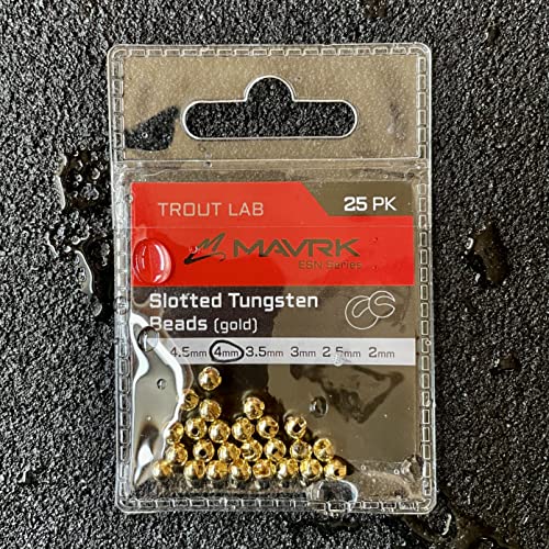 Mavrk Fly Fishing Slotted Tungsten Beads 25pc Refill Pack Euro Nymph Style Flies 5 Essential Colors Gold Silver Copper Black Chartreuse 4 Essential Sizes 4mm 3.5mm 3mm 2.5mm - color: Gold, size: 3mm