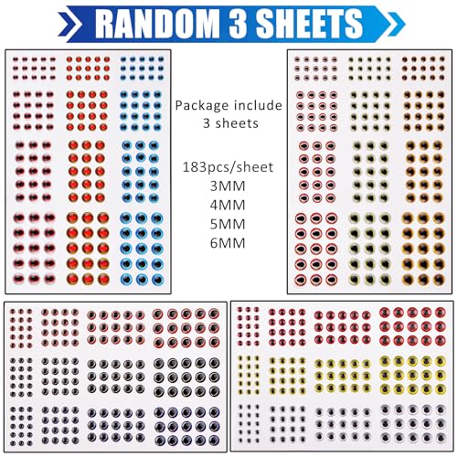 Bionic Fish Eyes for Lures Fly Tying Material Realistic Fish Eyes for Fishing Baits DIY Jigs Fishing Lure Making Supplies - style: 549pcs-3/4/5/6mm