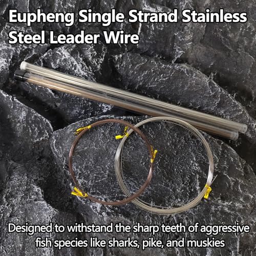 Eupheng Bite Protection Single Strand Stainless Steel Leader Wire, 30lb-150lb, Bright or Brown Finish Fishing Leader Making Wire for Toothy Fish - color: Bright, size: 45lb*33ft(2PCS)