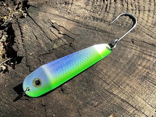 Loony Spoons Max 4-Pack Premium Fishing Lures | Salmon, Trout, Walleye - Saltwater and Freshwater - Green Hornet, Lemon Lime, Herring Aid, Dorado - size: Size 3 - 3"