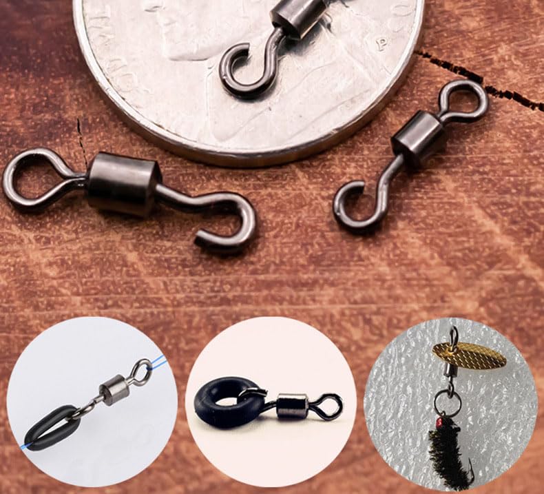 100 pcs Fishing Swivels Open Eye Rolling Swivel Quick Change Leader Line Connector - size: 7 # 11mm 100pcs