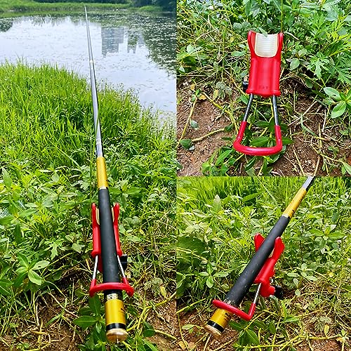 2 Pack Fishing Rod Holders for Bank Fishing 360 Degree Adjustable Bank Fishing Rod Rack Stand, Folding Portable and Rust-Proof Pole Stand