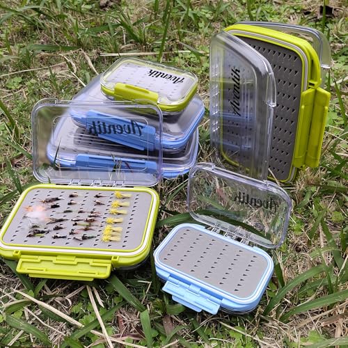 Aventik Waterproof Clear Fly Box Double Sides Floating Lightweight Fly Fishing Case Large Capacity Grip Foam Nymph Wet Dry Flies Lure Box(H18 Green, SIZE C:7.32X4.56X1.57inch) - color: Green, size: SIZE C:7.32X4.56X1.57inch
