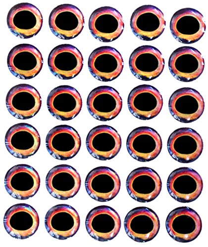 Brule 3-D Holographic Epoxy Fish Eyes (5mm-20mm) 60 Pack, Handpoured, Fishing Fly Tying Lures DIY Crafts - color: Rave, size: 18mm