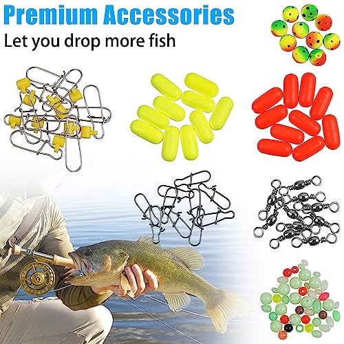 Surf Fishing Rig Tackle Kit,167PCS Saltwater Fishing Lures Surf Fishing Gear Fish Finder Rigs Pompano Floats Rig Pyramid Sinker Weight Fish Hooks Swivels Various Accessories