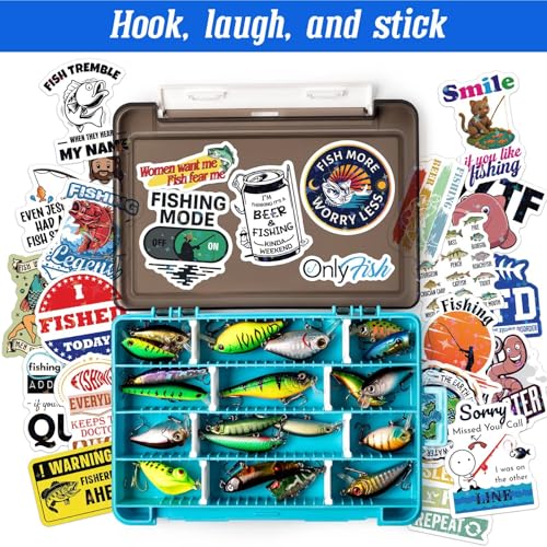 Joyppy 155 PCS Funny Fishing Stickers for Adults, Holographic Outdoor Waterproof Vinyl Fish Decals for Boat Laptop Tool Trackle Box Cooler Gifts for Men Dad Fisherman