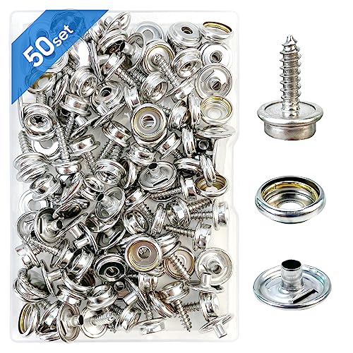 Canvas Snap Kit, Stainless Steel Snaps Marine Grade Snaps for Boat Cover - Snap Kit for Boat Cover 3/8" Socket Metal Snaps Fasteners for Clothing Leather Fabric Canvas150 PCS - style: Silvery1