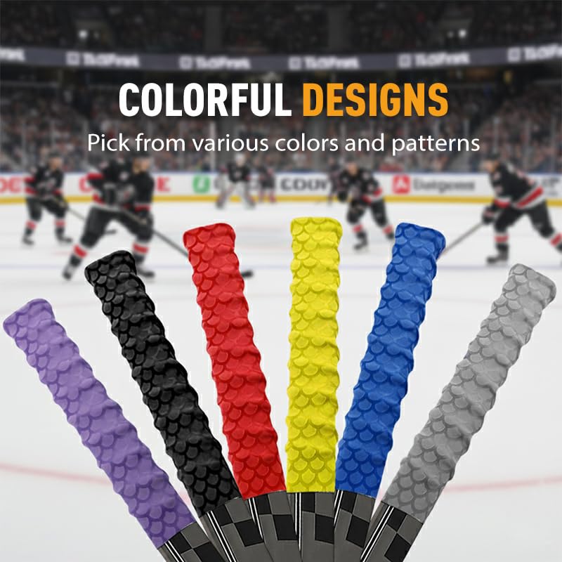 UICE Hockey Sticks Grip,Replacement for Ice Hockey Sticks Tape, Fits Adult and Kids,Easy Install, Durable, Ideal Team Swag, Clean Non-tack,Fish Scale Pattern - color: black