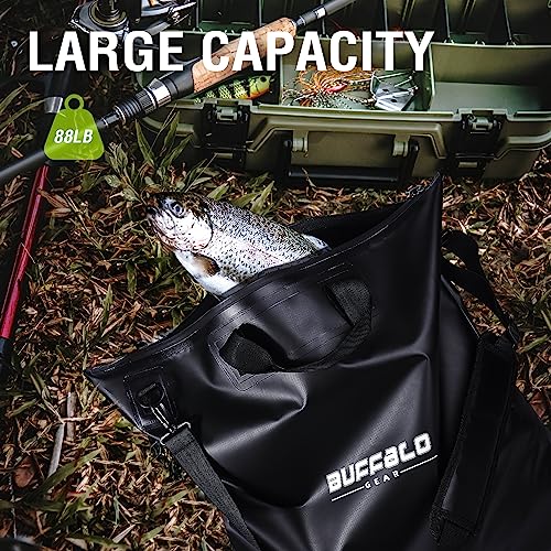 Buffalo Gear Fish Tournament Weigh in Bag for Bass Fishing, Heavy Duty Fish Bag for Caught Fish Waterproof,Leakproof,Puncture Resistant - color: Black-24×25in