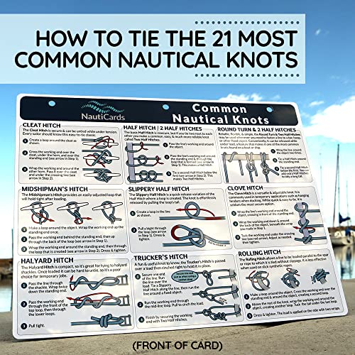 Nautical Knots Quick Reference Chart - Guide to 21 Sailing and Boating Knots on 8.5" x 11" Waterproof Card - from Boating Must Haves Collection
