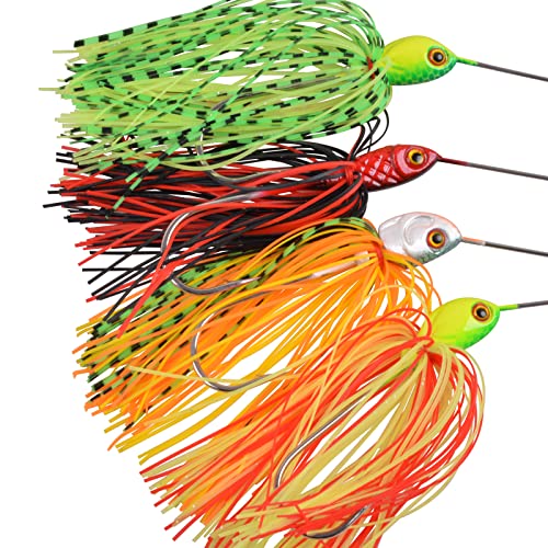 Fishing Lures Spinnerbait, Bass Fishing Lure Spinner Baits Kit Hard Metal Multicolor Buzzbait Spinnerbait Jigs for Bass Pike Trout Salmon - color: 6pcs Spinnerbaits