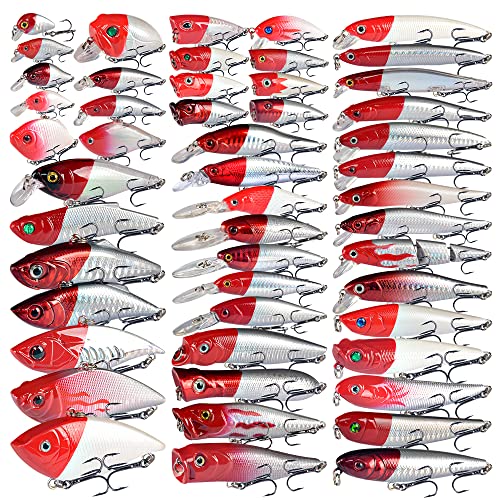 LINGYUE Bass Fishing Lures Kit Set Topwater Hard Baits Minnow Crankbait Pencil VIB Swimbait for Bass Pike Fit Saltwater and Freshwater