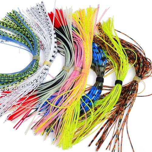 30 Bundles/Bag Mixed Color Silicone Skirts for Spinnerbait Buzzbait Rubber Wire Bait Jig Lures Squid Skirts Fly Tying Material